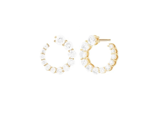 Sofia Earrings - Circled Gold Sterling Silver Zircon