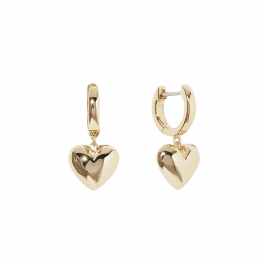 Amore Huggies - Gold Sterling Silver Heart Earrings